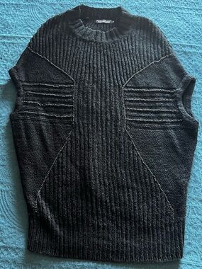 Forla Paris Black Cozy Classic Fun Unique Party Part Wool Sweater Vest Size M
